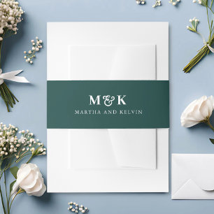 Bandeau De Faire-part Chasseur Green Monogram Couples Mariage