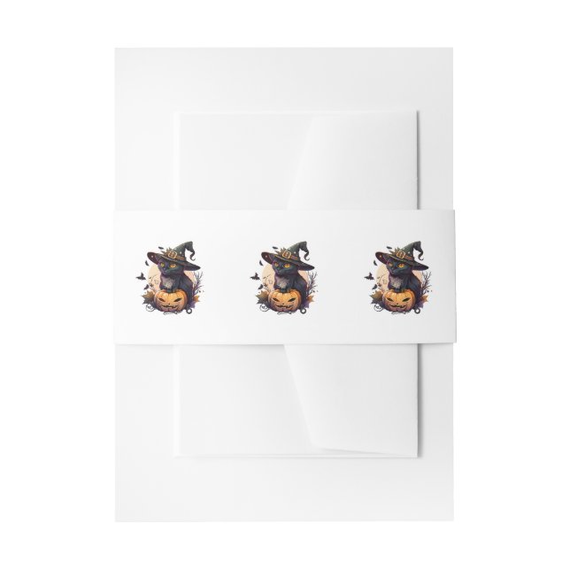 Bandeau De Faire-part Chat de sorcière pour Halloween (Devant example)