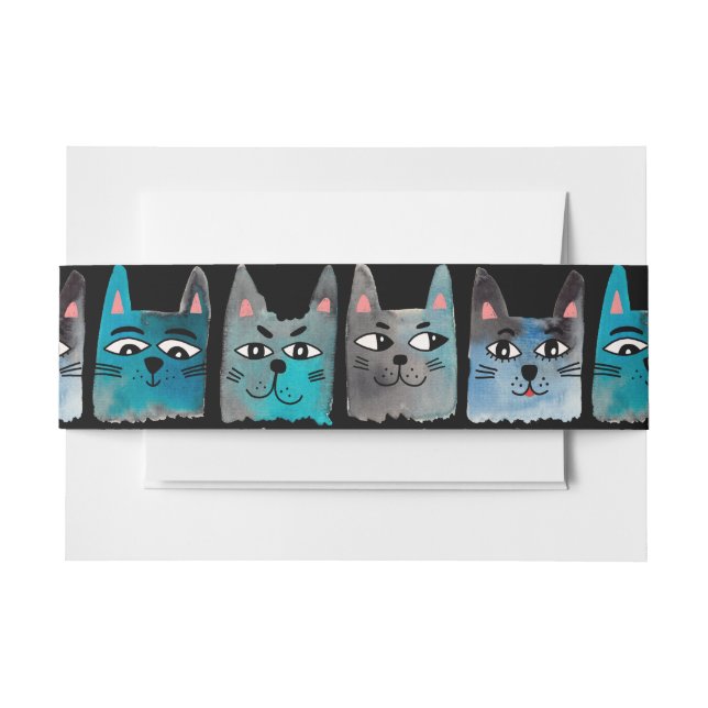 Bandeau De Faire-part Chats bleus (Devant Example)