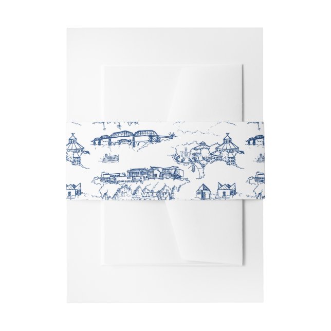 Bandeau De Faire-part Chattanooga Toile Marine et Blanc (Devant example)