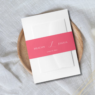 Bandeau De Faire-part Chaud rose Monogram Faire-part de mariage Bande de