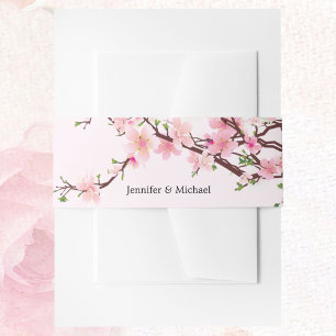 Bandeau De Faire-part Cherry Blossom Mariage Ajouter des noms rose blanc