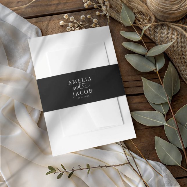 Bandeau De Faire-part Chic Black & White Typography Weddingg (Créateur téléchargé)