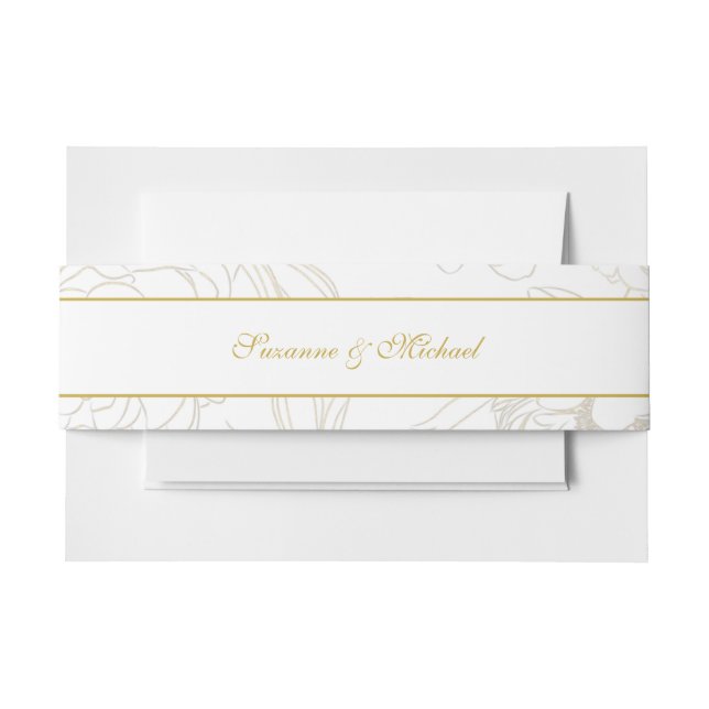 Bandeau De Faire-part Chic Blanc Gold nommé Faire-part de mariage (Devant Example)