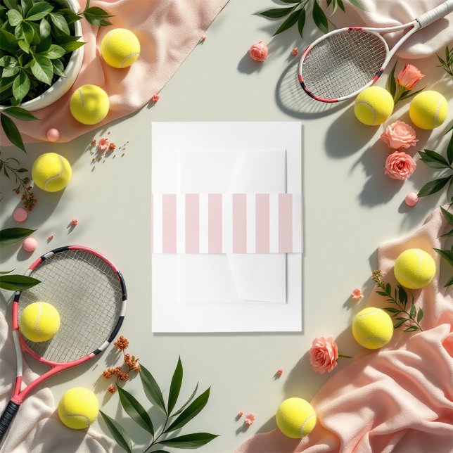Bandeau De Faire-part Chic Blush Rose Social Club Pink Stripe (Chic Blush Pink Social Club Pink Stripe Invitation Belly Band)