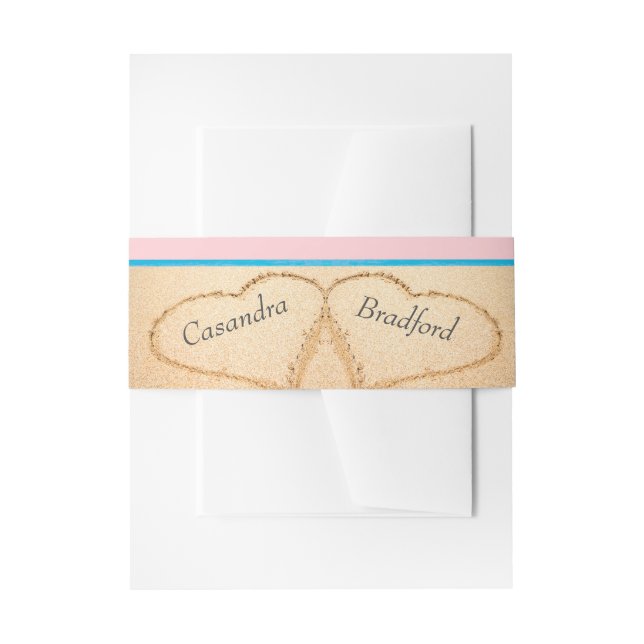 Bandeau De Faire-part Chic Dusty rose violet plage Mariage 2 Coeurs (Devant example)