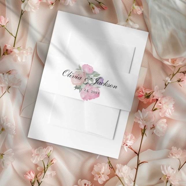 Bandeau De Faire-part Chic Fleurs Aquarelle Mariage  (Créateur téléchargé)