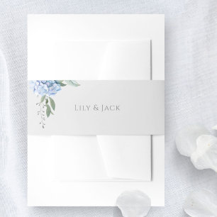 Bandeau De Faire-part Chic gris clair et bleu Hydrangea
