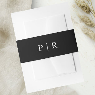 Bandeau De Faire-part Chic Monogramme Mariage noir et blanc