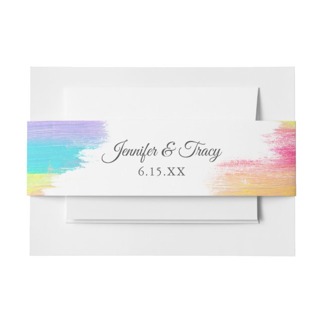 Bandeau De Faire-part Chic Rainbow Artistic Moderne Mariage LGBTQ (Devant Example)
