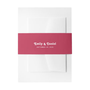 Bandeau De Faire-part Chic Retro Été brillant Mariage rose chaud