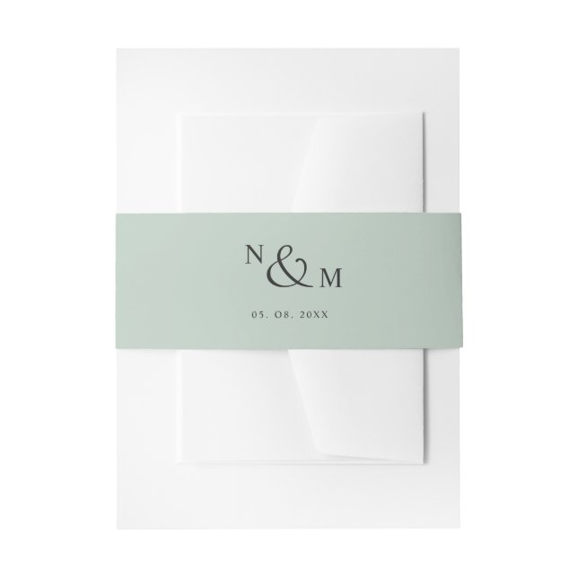 Bandeau De Faire-part Chic Sage Vert Moderne Simple Mariage (Devant example)