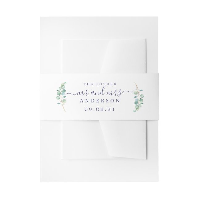 Bandeau De Faire-part Chic Script Future M. Mme Green Foliage Mariage (Devant example)