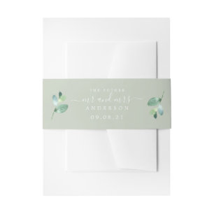 Bandeau De Faire-part Chic Script Future M. Mme Green Foliage Mariage