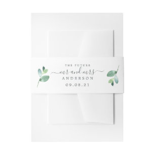Bandeau De Faire-part Chic Script Future M. Mme Green Foliage Mariage
