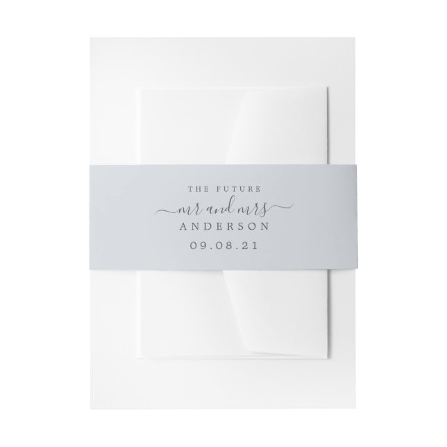 Bandeau De Faire-part Chic Script Future M. Mme Ice Blue Mariage (Devant example)