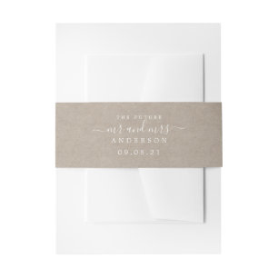 Bandeau De Faire-part Chic Script Future M. Mme Kraft Mariage de papier