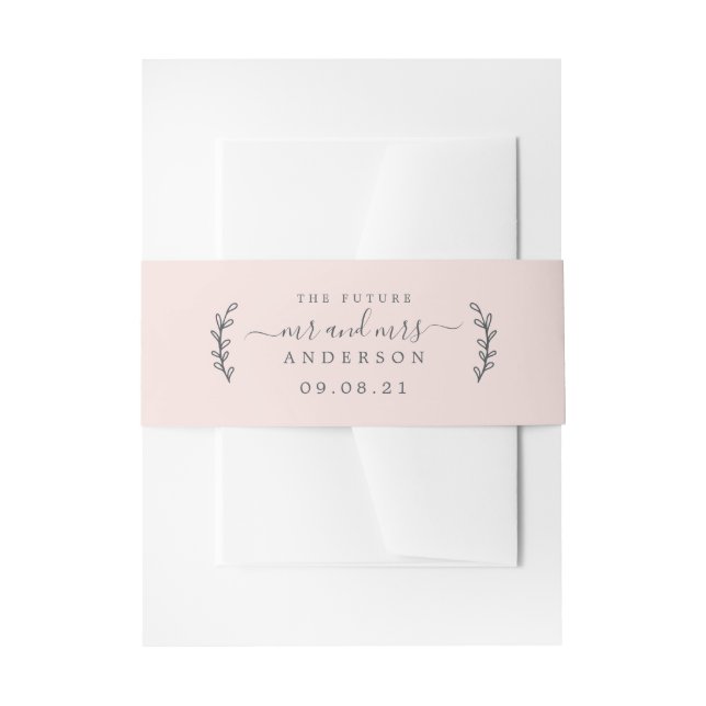 Bandeau De Faire-part Chic Script Future M. Mme Mariage Date Rose (Devant example)