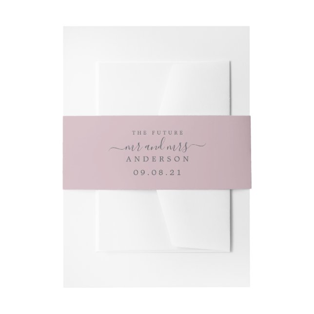 Bandeau De Faire-part Chic Script Future M. Mme Pastel Purple Mariage (Devant example)
