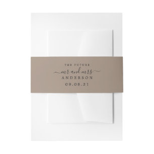 Bandeau De Faire-part Chic Script Future M. Mme Taupe Mariage