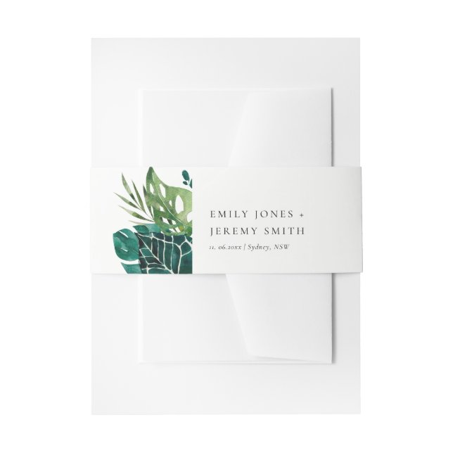 Bandeau De Faire-part Chic Tropical Monstera Green Leafy Foliage Mariage (Devant example)