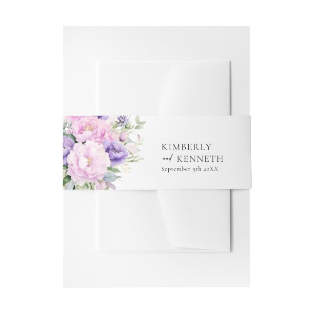 Bandeau De Faire-part Chic violet lavande rose violet Mariage floral (Devant example)