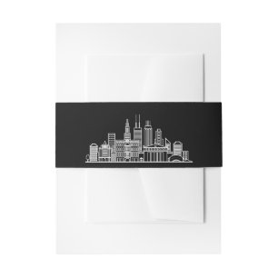 Bandeau De Faire-part Chicago Skyline   Mariage noir et blanc