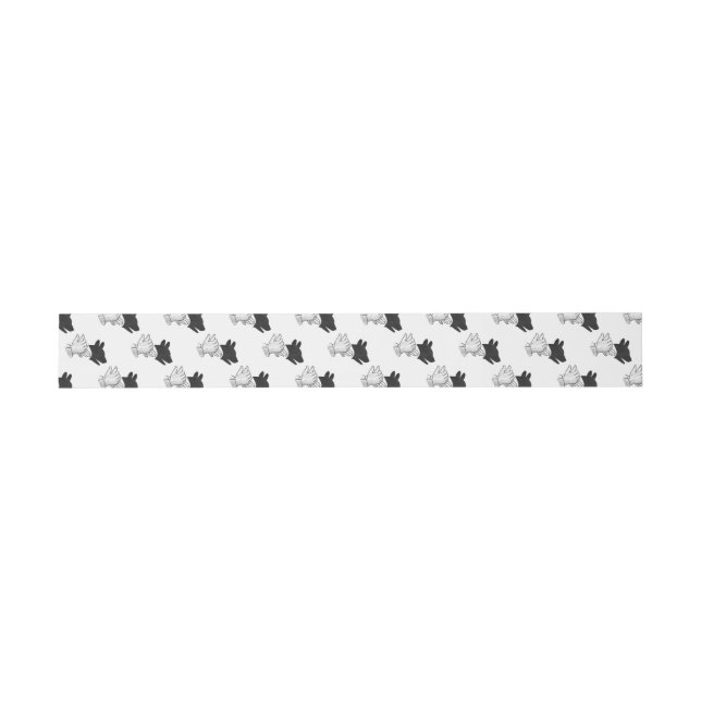 Bandeau De Faire-part Chien Silhouette main (Plat)