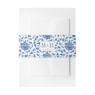 Bandeau De Faire-part Chinoiserie Chic Mariage Bleu Et Blanc