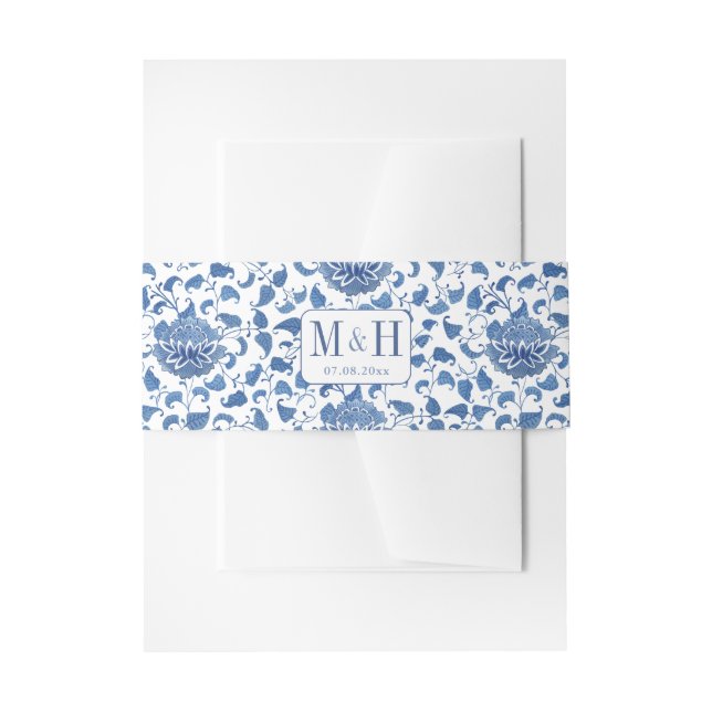 Bandeau De Faire-part Chinoiserie Chic Mariage Bleu Et Blanc (Devant example)