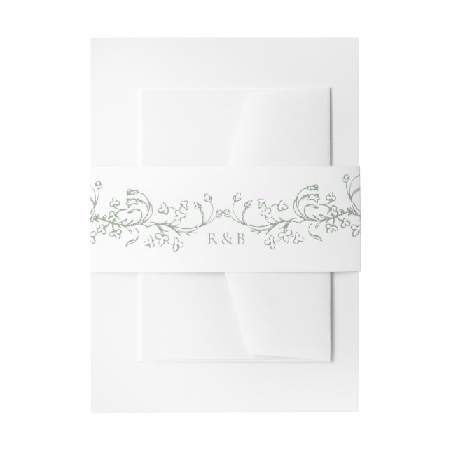 Bandeau De Faire-part Chinoiserie romantique Sage Vert Mariage (Devant example)