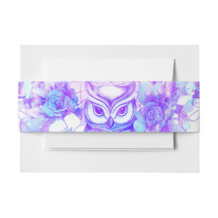 Bandeau De Faire-part Chouette Totem Dreamcatcher Plumes florales pourpr