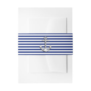 Bandeau De Faire-part Chrome Anchor on Navy Stripes
