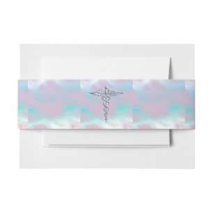 Bandeau De Faire-part Chrome Comme Caduceus Symbole Médicale Mère Pearl