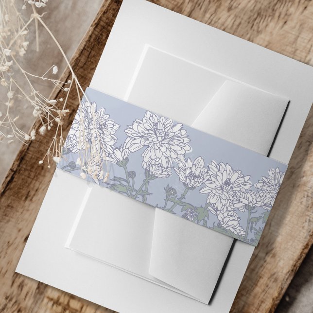 Bandeau De Faire-part Chrysanthemum gris fleurs blanches mariage (Créateur téléchargé)