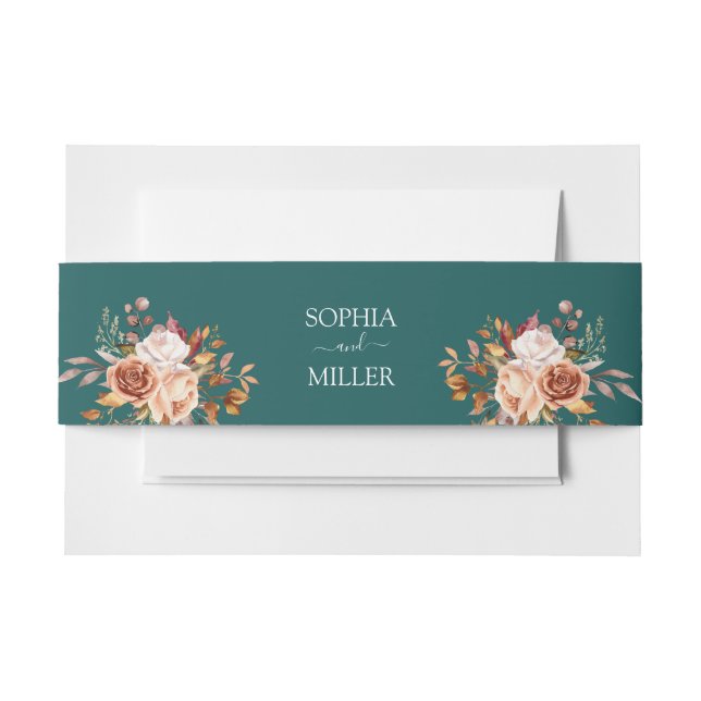 Bandeau De Faire-part Chute Turquoise Aquarelle Terracotta mariage Flora (Devant Example)