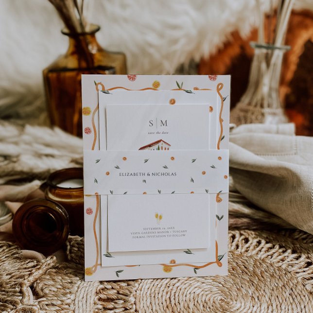 Bandeau De Faire-part Citrus Monogram | Amore & Aranci Mariage (Créateur téléchargé)