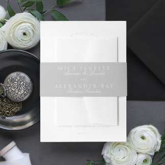 Bandeau De Faire-part Clair gris classique calligraphie Mariage officiel