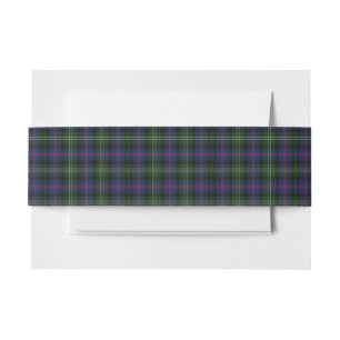 Bandeau De Faire-part Clan blanc vert Tartan Plaid Sutherland