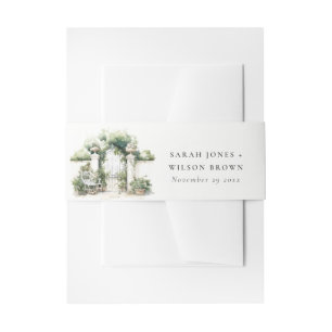 Bandeau De Faire-part Classé Français Jardin Paysage Mariage d'aquarelle