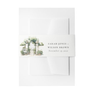 Bandeau De Faire-part Classé Français Jardin Paysage Mariage d'aquarelle