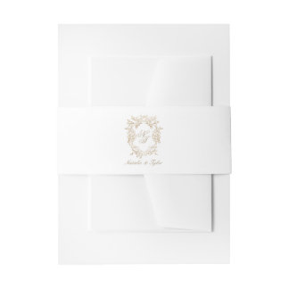 Bandeau De Faire-part Classic Brown Monogram Crest Invitation Belly Band