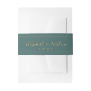 Bandeau De Faire-part Classic Minimaliste Vert & Mariage Or