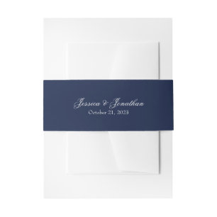 Bandeau De Faire-part Classic Navy Blue Elegant Invitation Belly Band