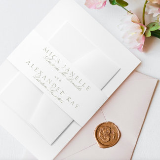 Bandeau De Faire-part Classic Sage Green Calligraphie Mariage officiel
