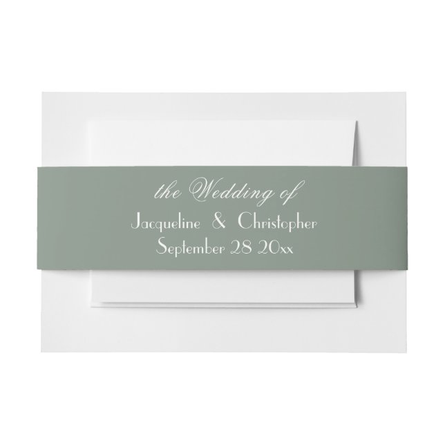 Bandeau De Faire-part Classic Script Names Elegant Sage Green Mariage (Devant Example)