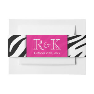 Bandeau De Faire-part Classy Zebra Print Hot Rose Mariage Initiales Date