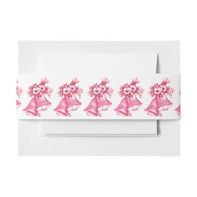 Bandeau De Faire-part Cloches de mariage roses (Devant Example)