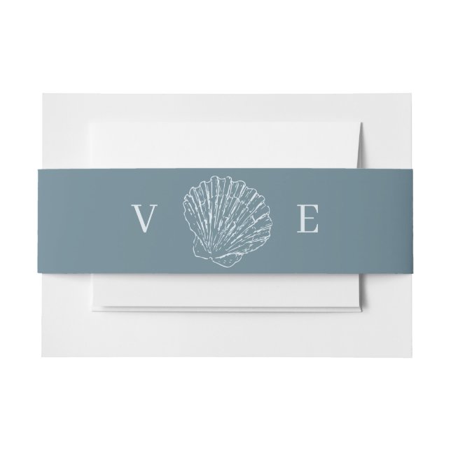 Bandeau De Faire-part Coastal Blue Hand Drawn Seashell Monogram Wedding (Devant Example)