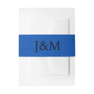 Bandeau De Faire-part Cobalt Blue Wedding Monogram Belly Bands